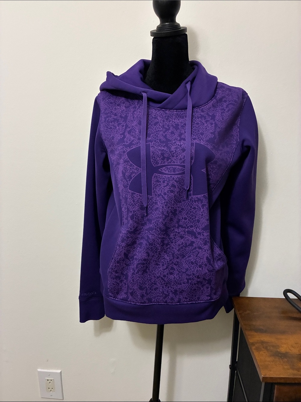 Under Armour Purple Pullover Hoodie with Logo and Pattern